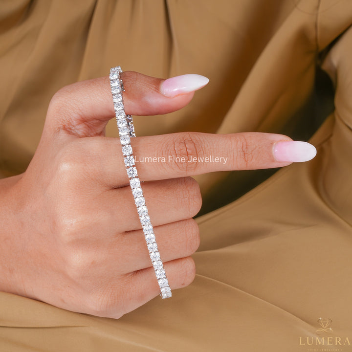 Round Lab Grown Diamond 4 Prong Setting Tennis Bracelet