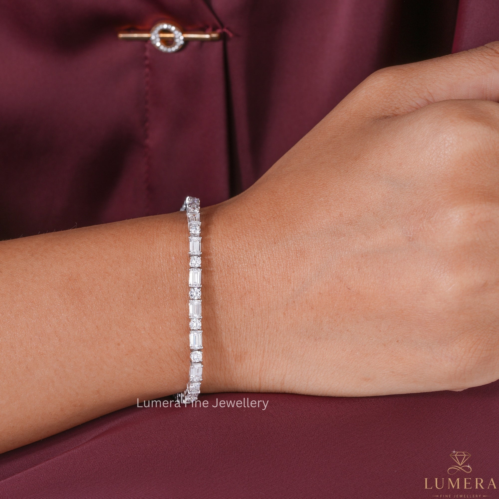 Emerald-Round Lab Grown Diamond Mixed Shape Tennis Bracelet