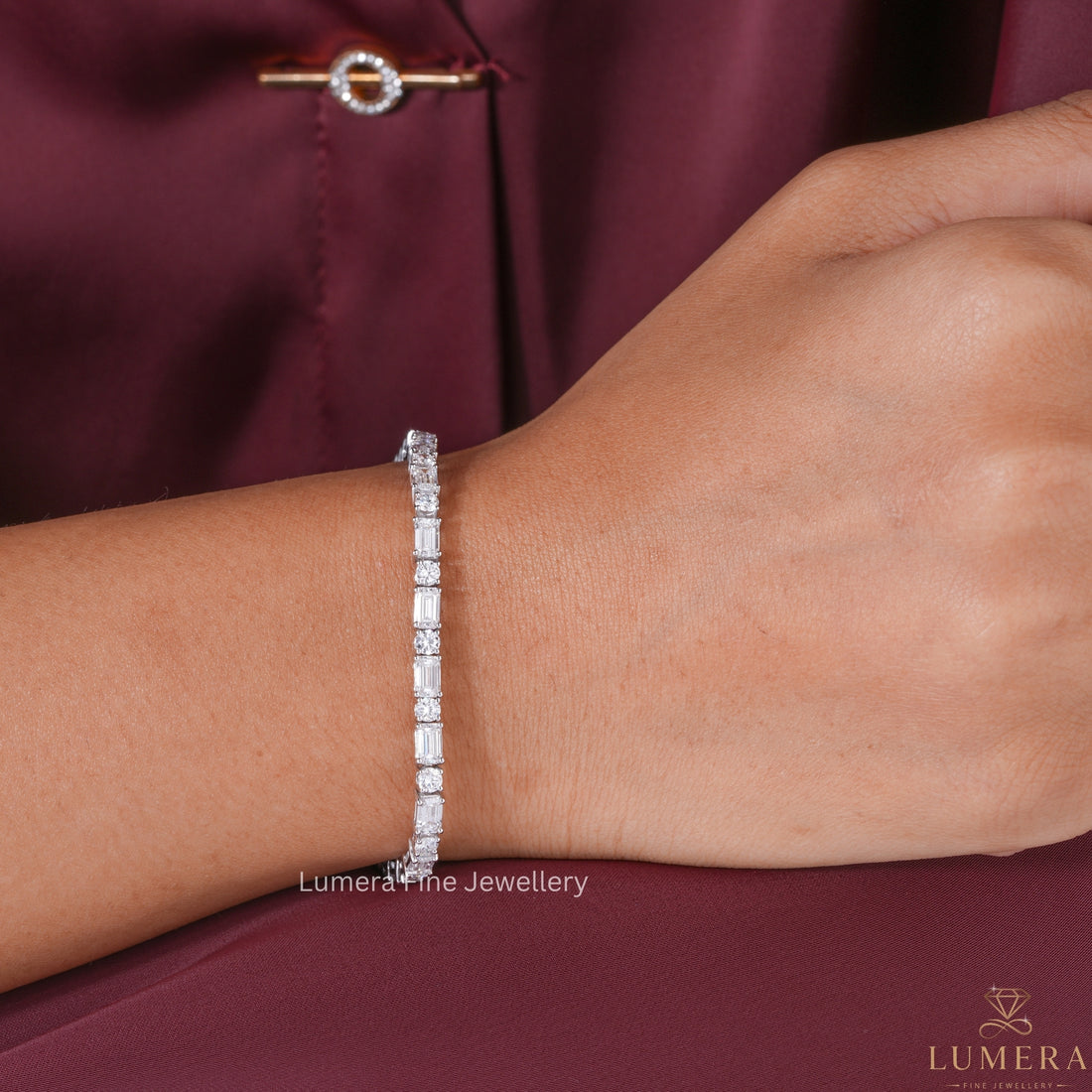 Emerald-Round Lab Grown Diamond Mixed Shape Tennis Bracelet