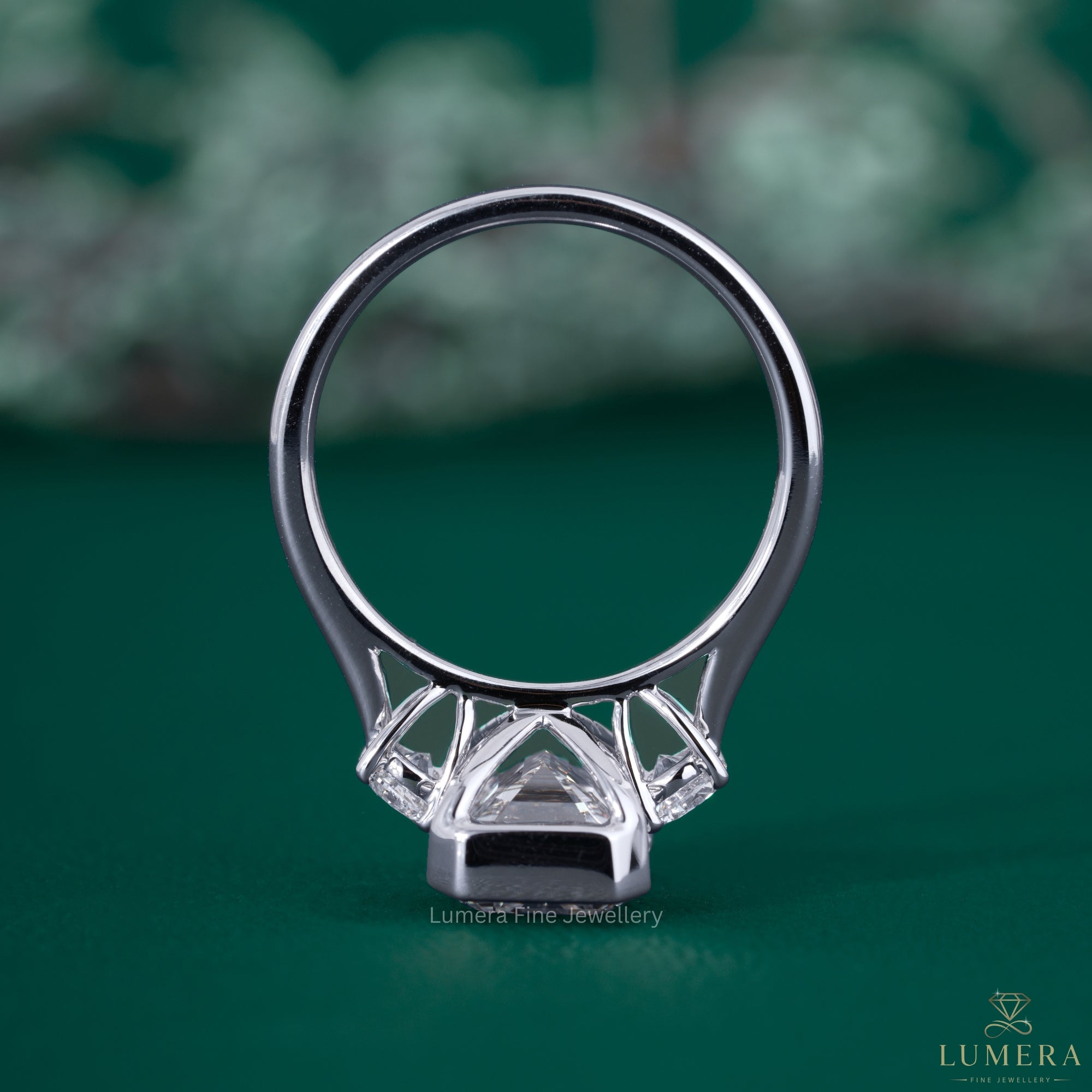 Cathedral setting ring with cathedral ring.