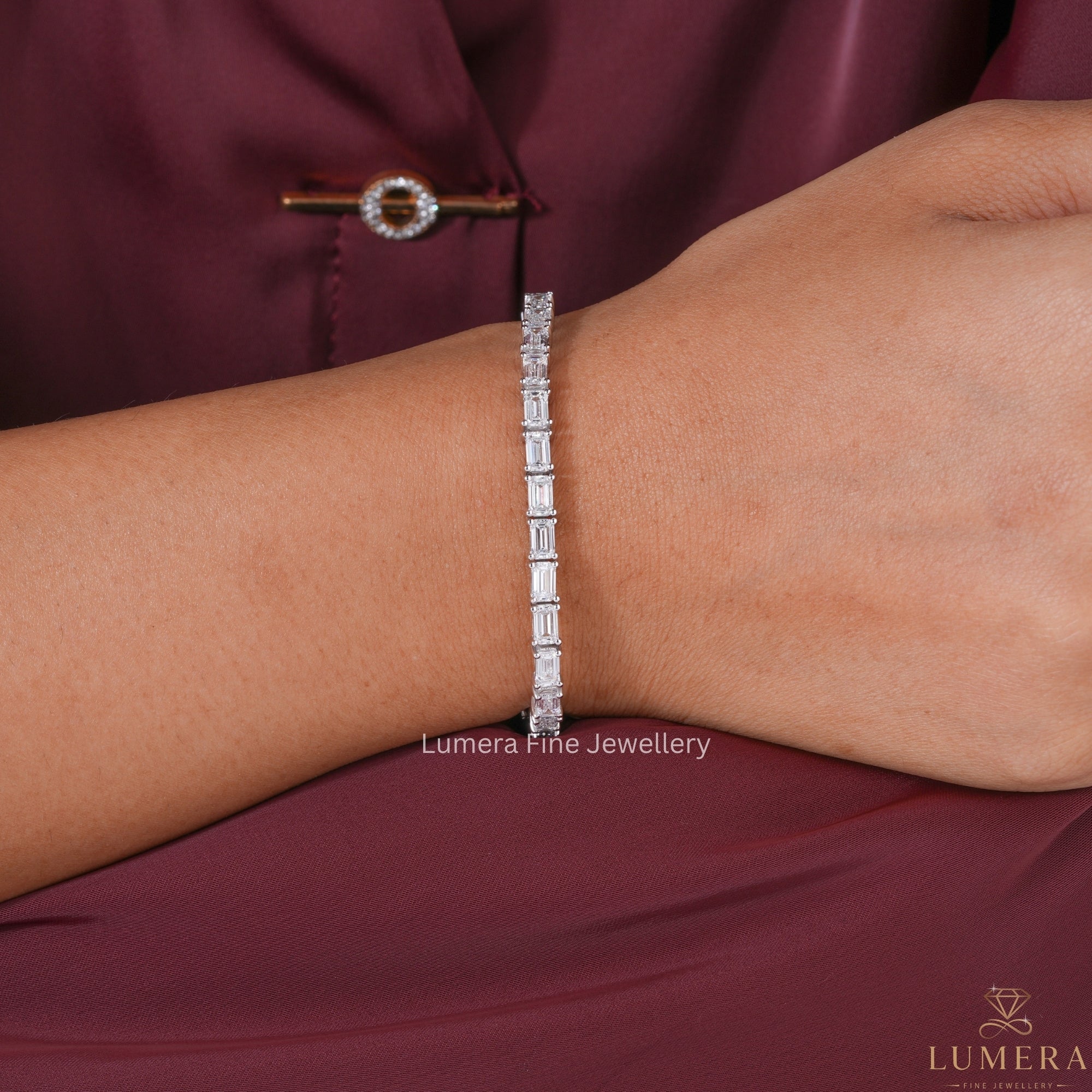 Emerald Cut Lab Grown Diamond Tennis Bracelet