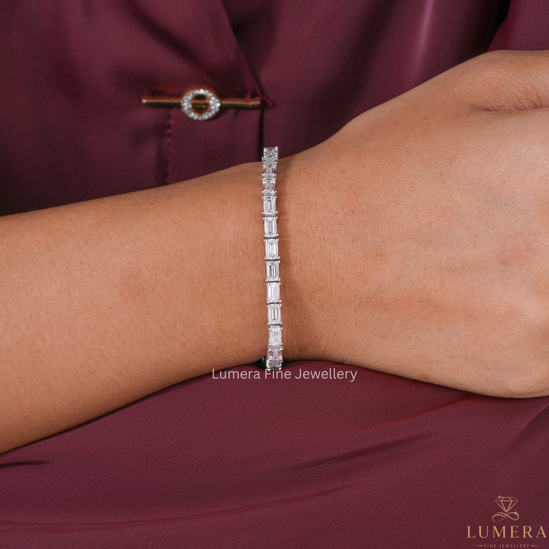 Emerald Cut Lab Grown Diamond Tennis Bracelet