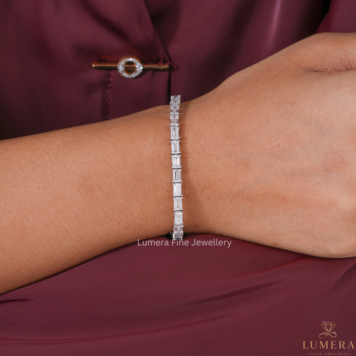 Emerald Cut Lab Grown Diamond Tennis Bracelet