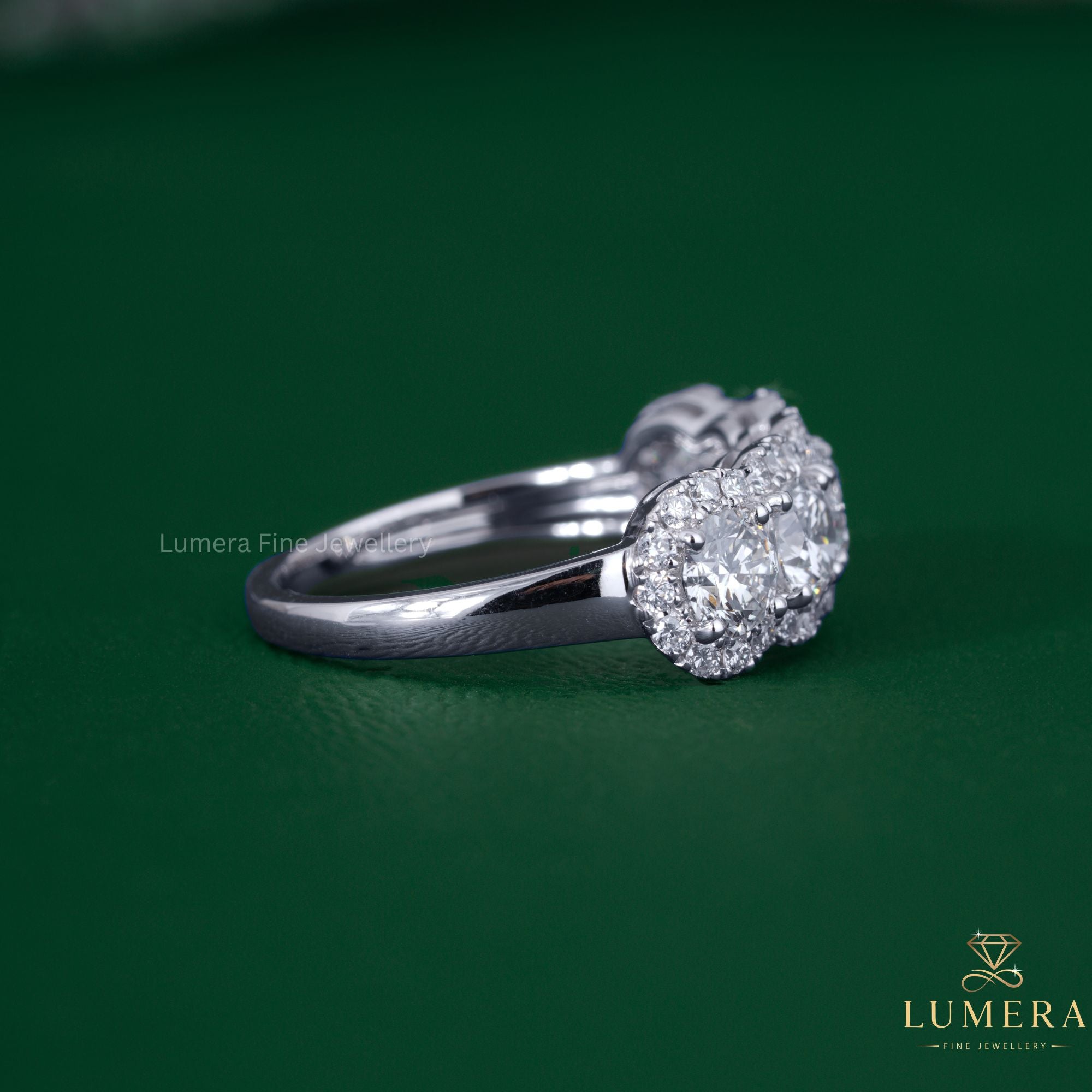 Half eternity band with prong setting band.