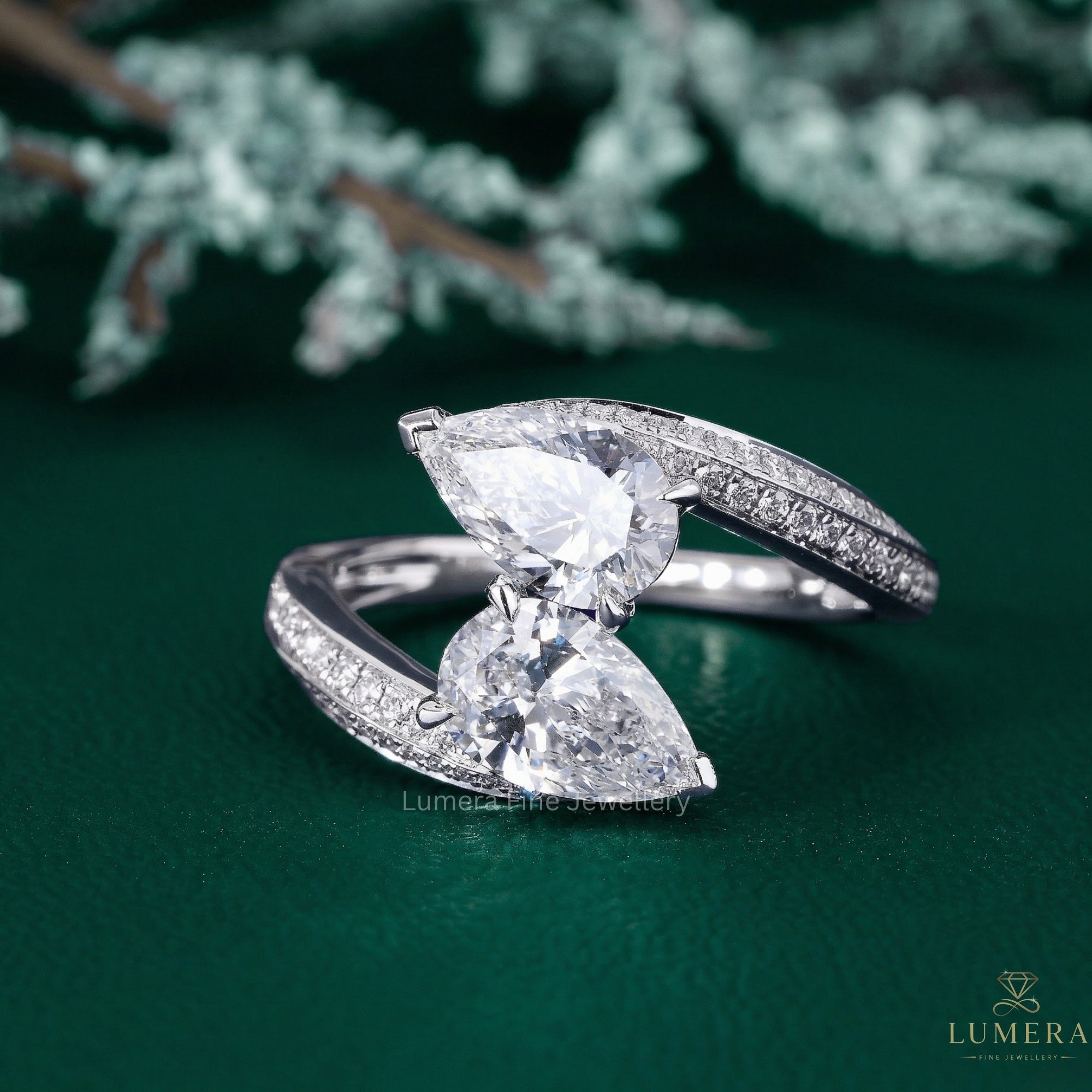 pear diamond ring with toi et moi ring.