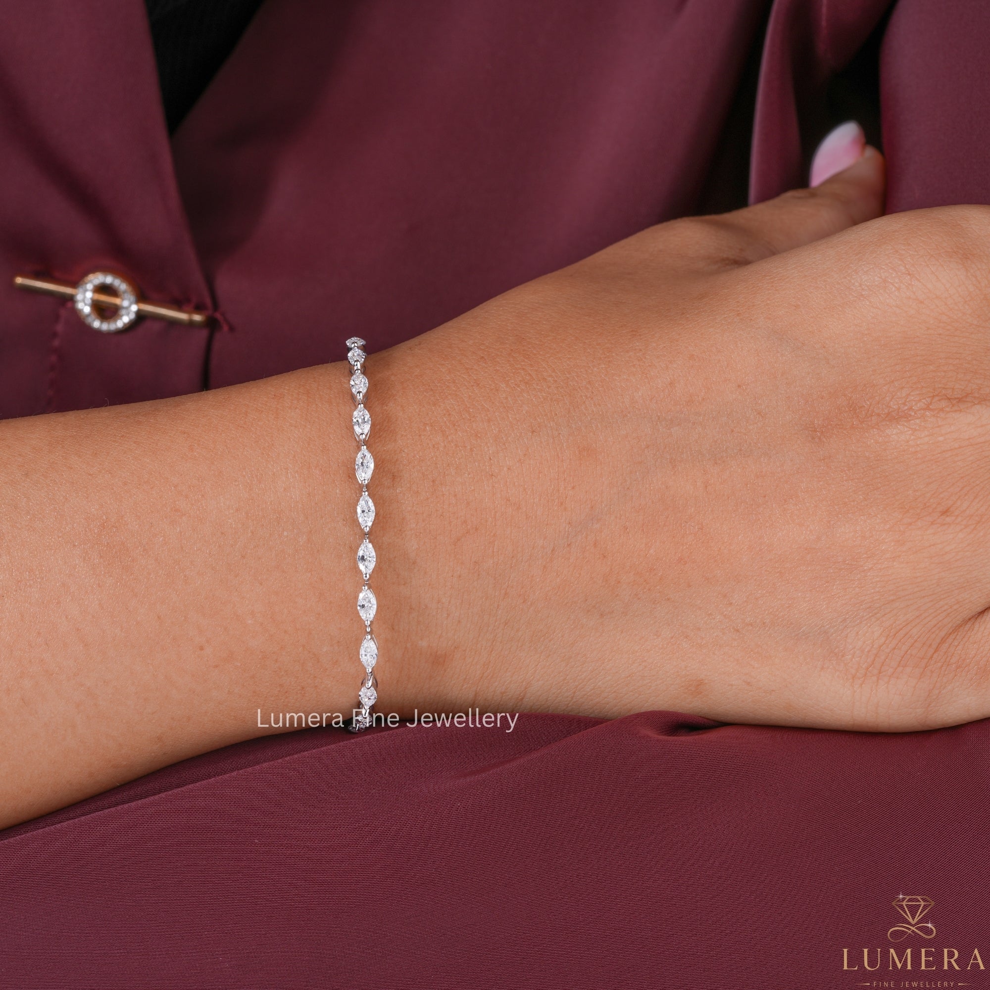 Marquise Lab Grown Diamond Horizontal Tennis Bracelet