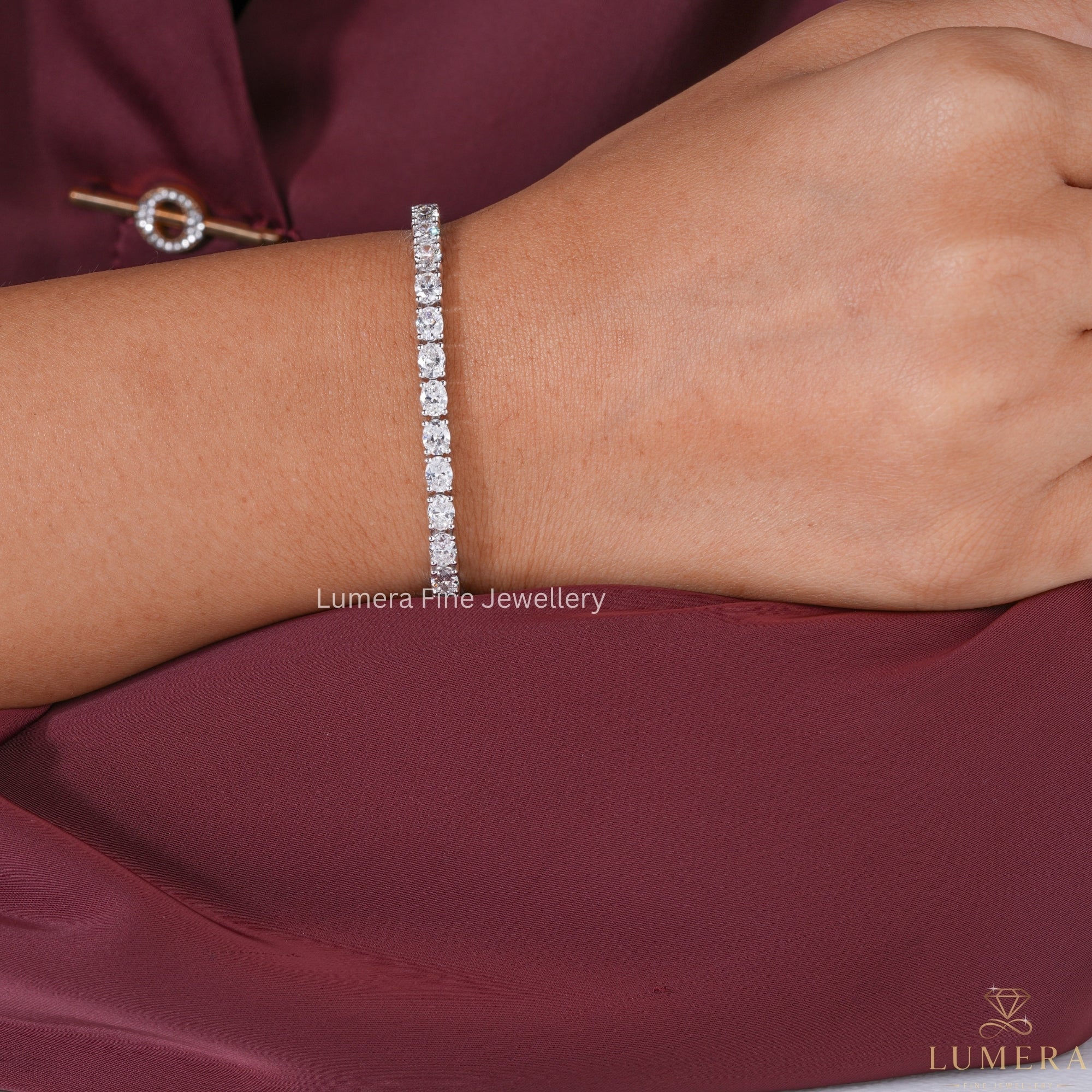 Oval Shape Lab Grown Diamond Tennis Bracelet