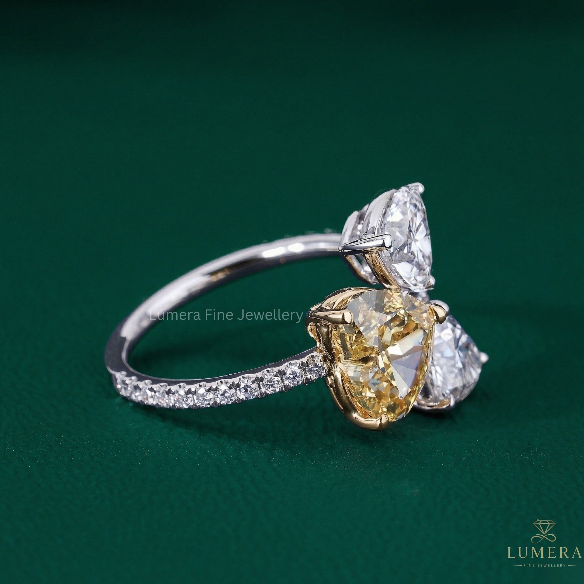 heart diamond engagement ring with heart shape ring.
