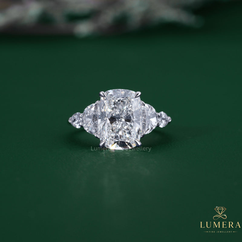 Cushion Cut Diamond Engagement Ring In Basket Setting