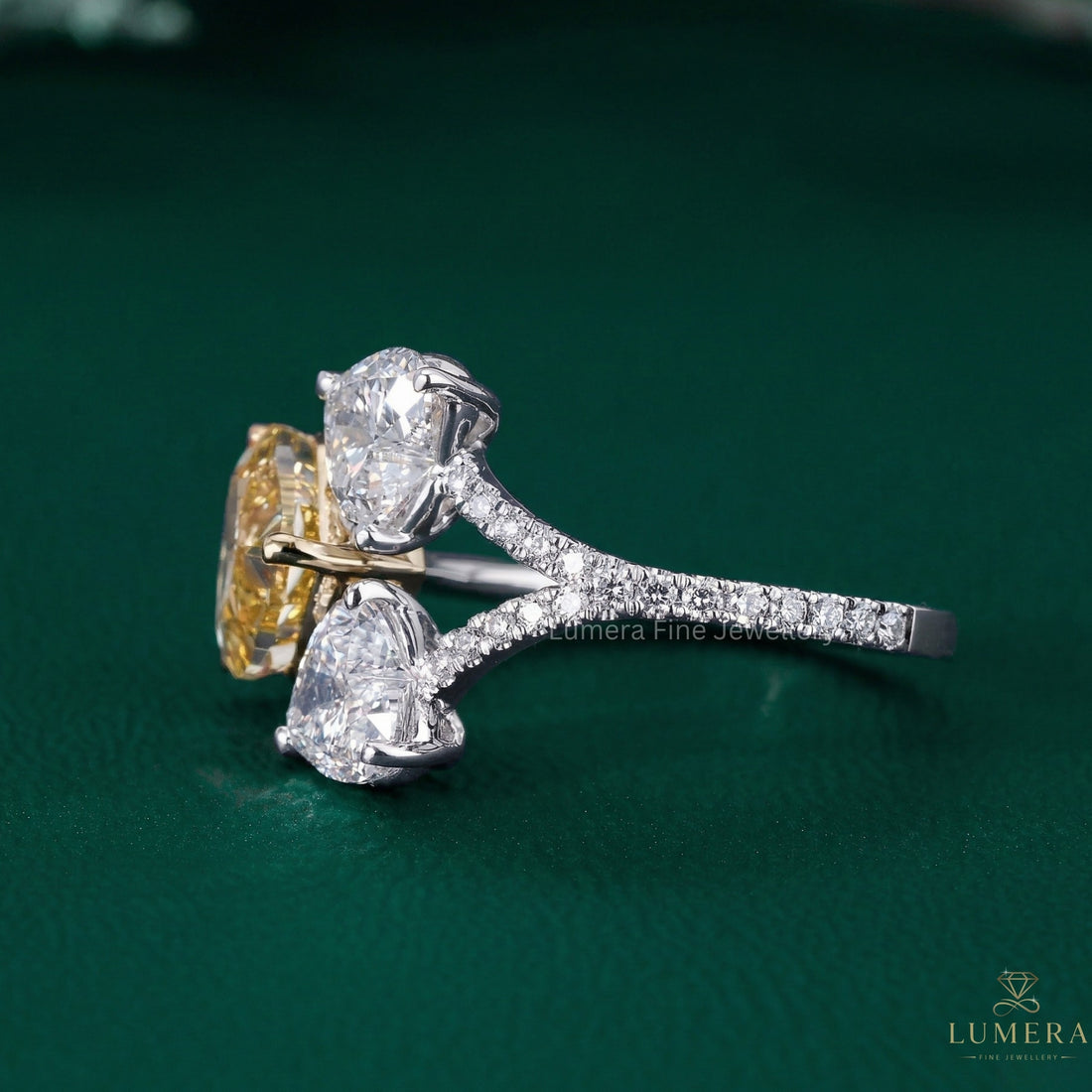pave diamond ring with branch setting.