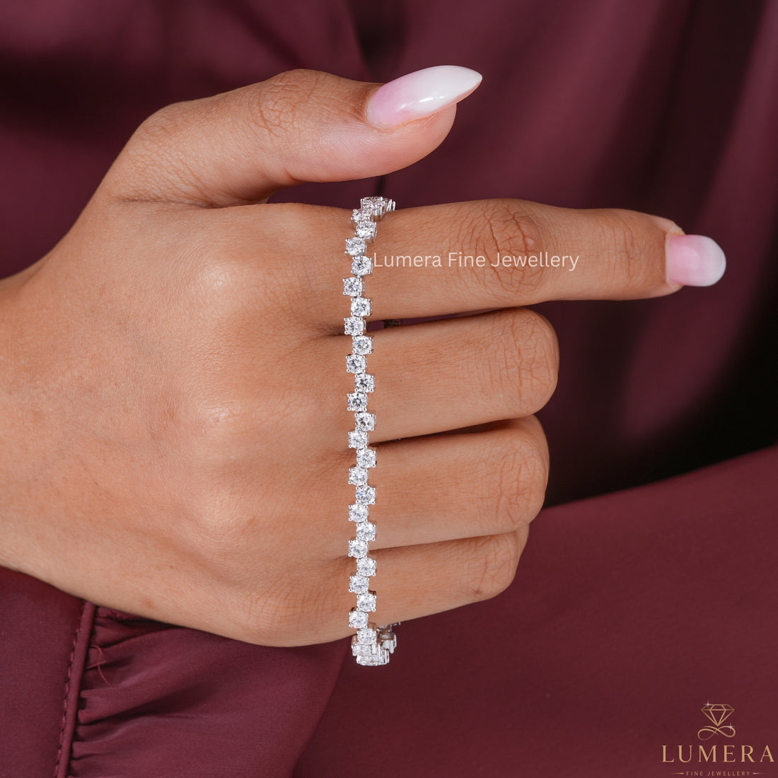 Round Lab Grown Diamond Wide Look Tennis Bracelet