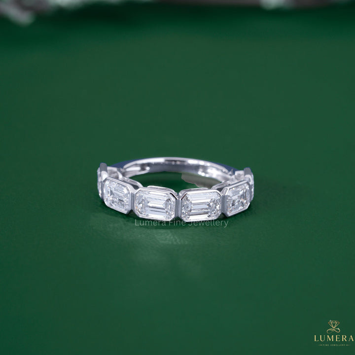 Half eternity band with bezel setting band.