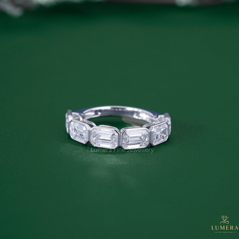 Half eternity band with bezel setting band.