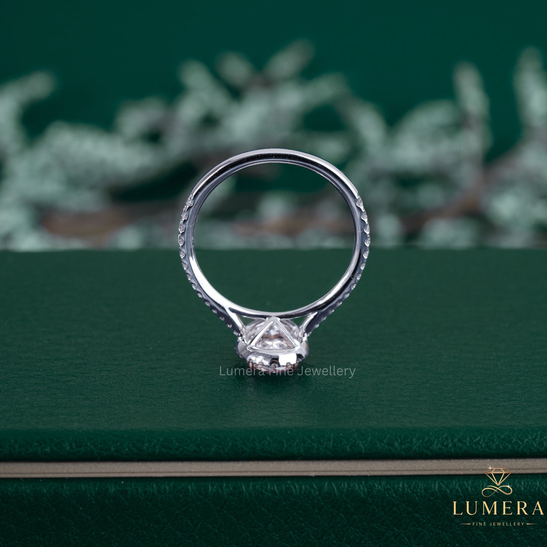 Pave ring paired with a tapered shank ring.