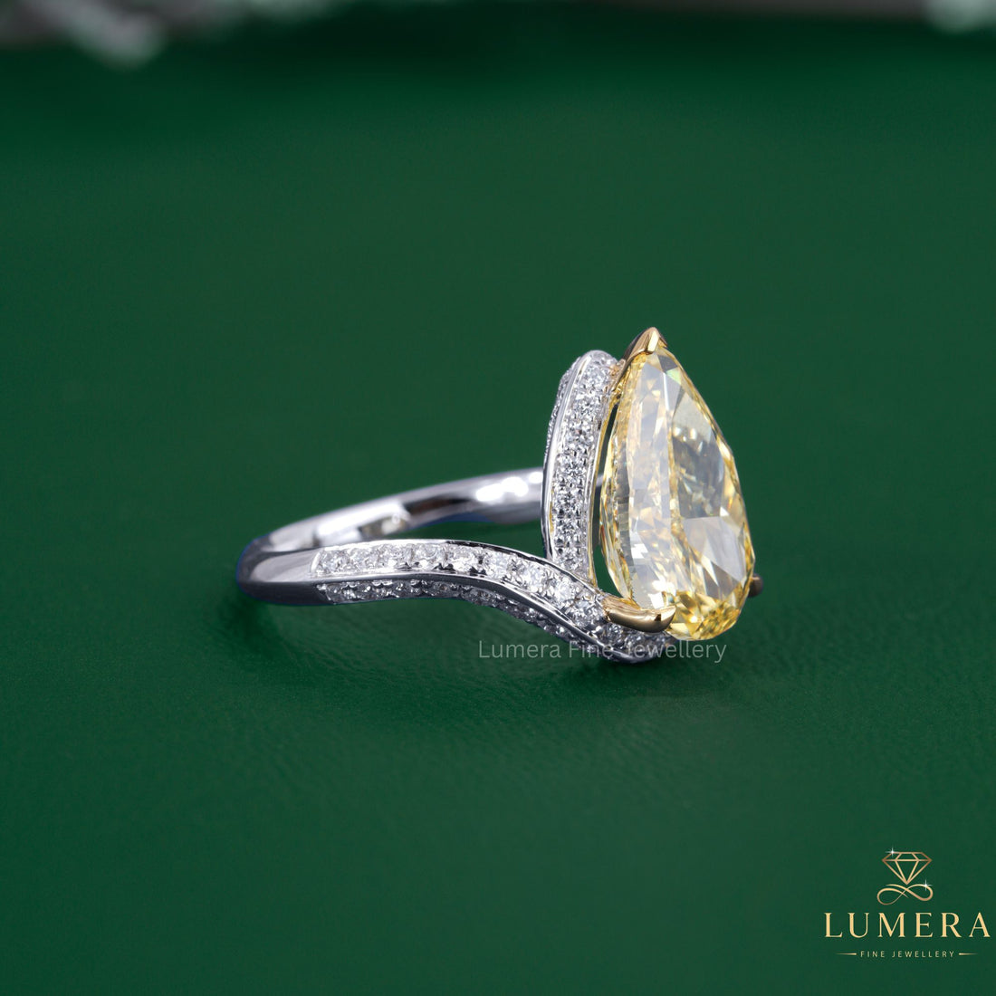 Colorful engagement ring with hidden halo engagement ring.