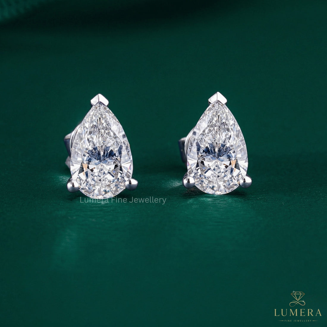 2.15 TCW Pear Cut Lab Grown Diamond Stud Earrings