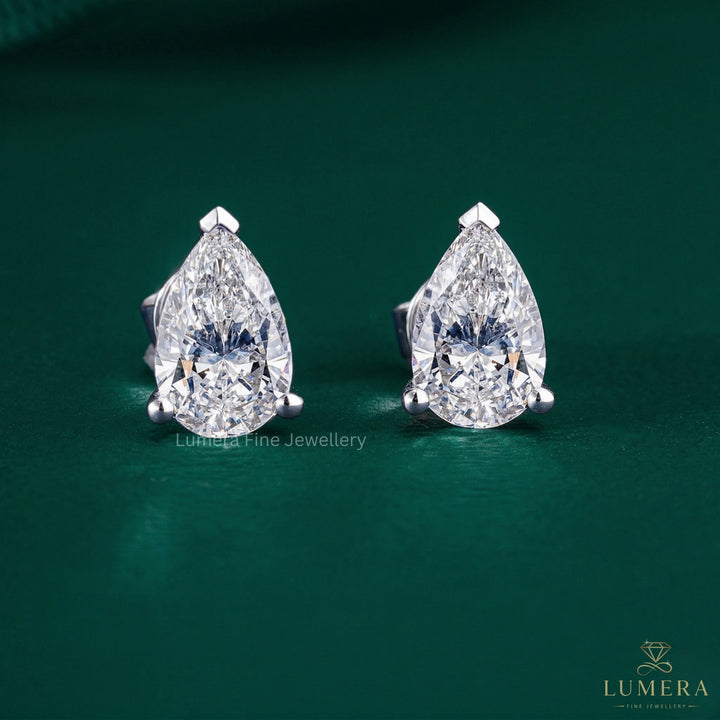 2.15 TCW Pear Cut Lab Grown Diamond Stud Earrings
