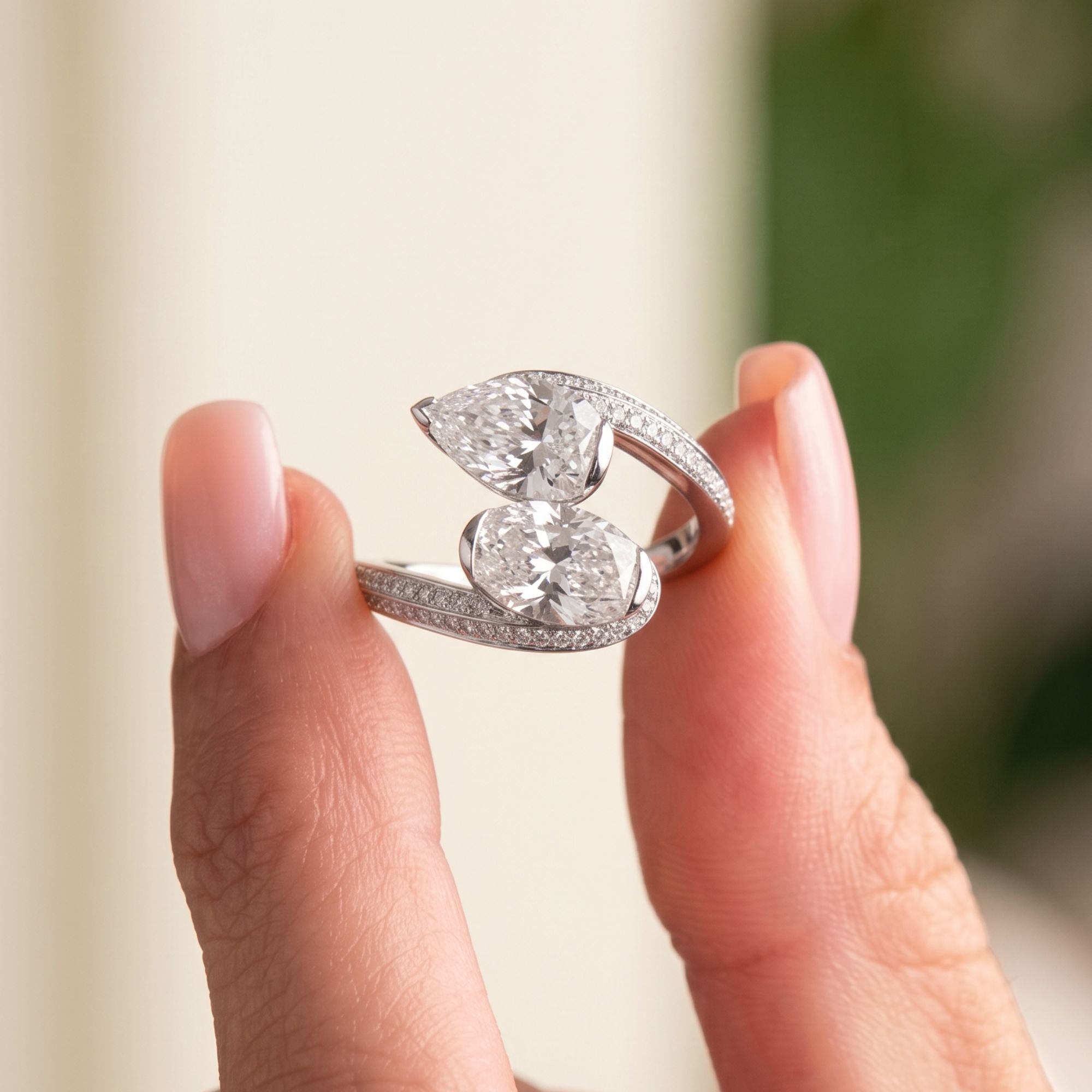 Knife edge shank ring with Half bezel setting ring.
