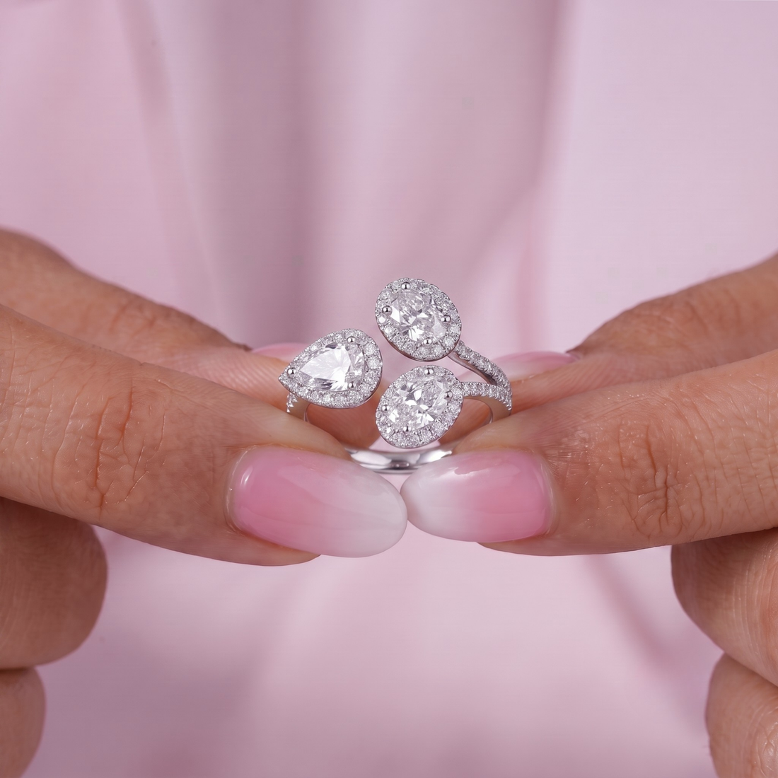 pear shaped diamond wedding ring with pear diamond engagement ring.
