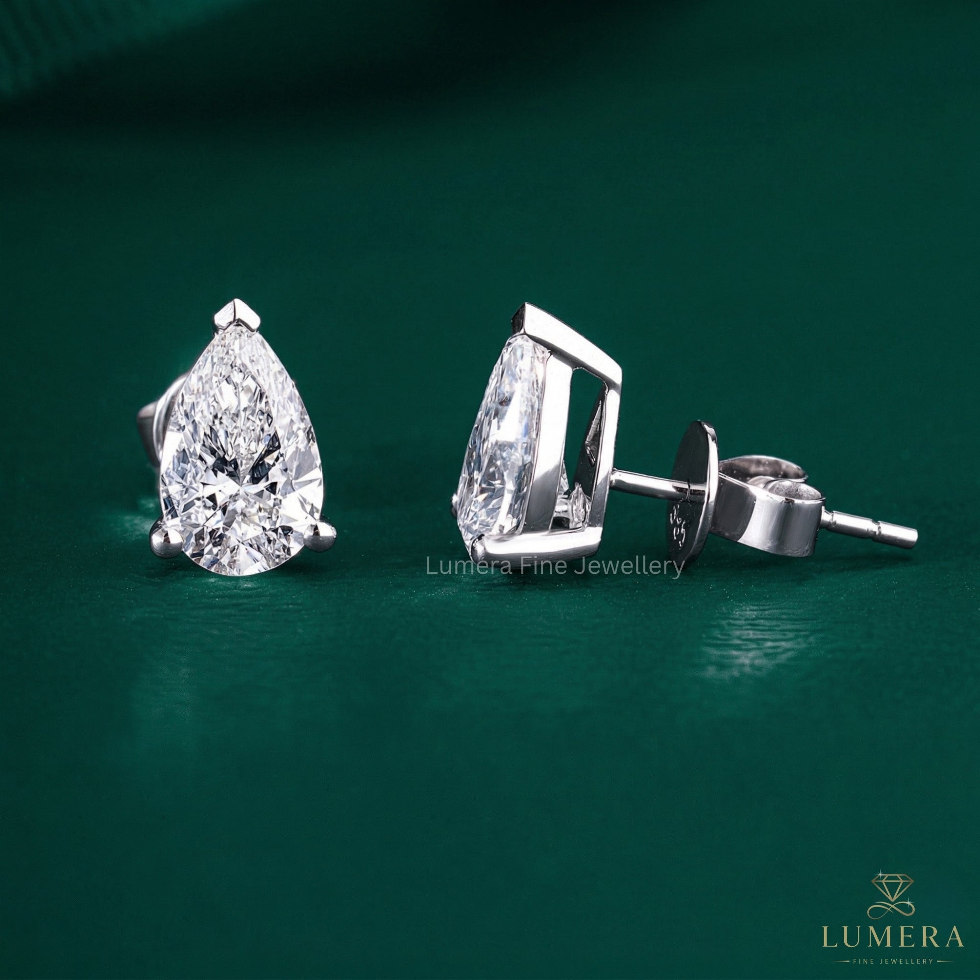 2.15 TCW Pear Cut Lab Grown Diamond Stud Earrings