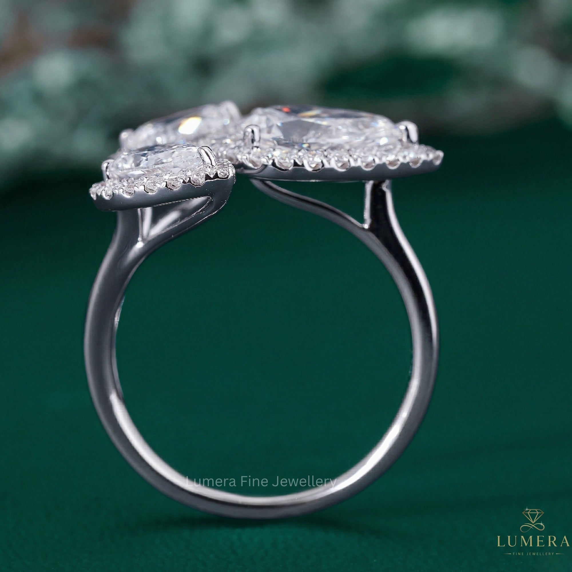 pear cut engagement ring with almond shape engagement ring.