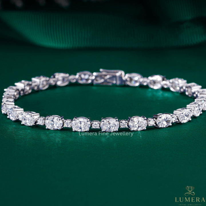 Oval-Round Lab Grown Diamond Tennis Bracelet