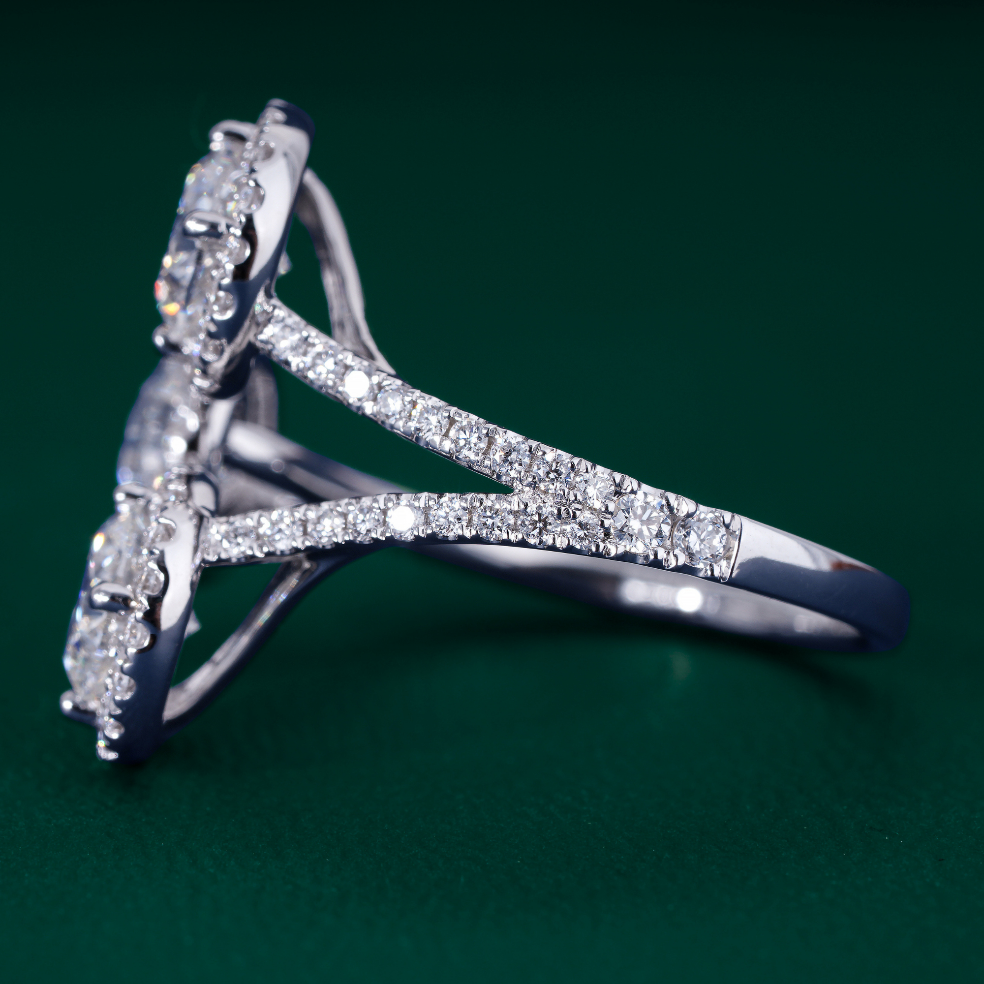 Pear And Round Three Stone Diamond Engagement Ring
