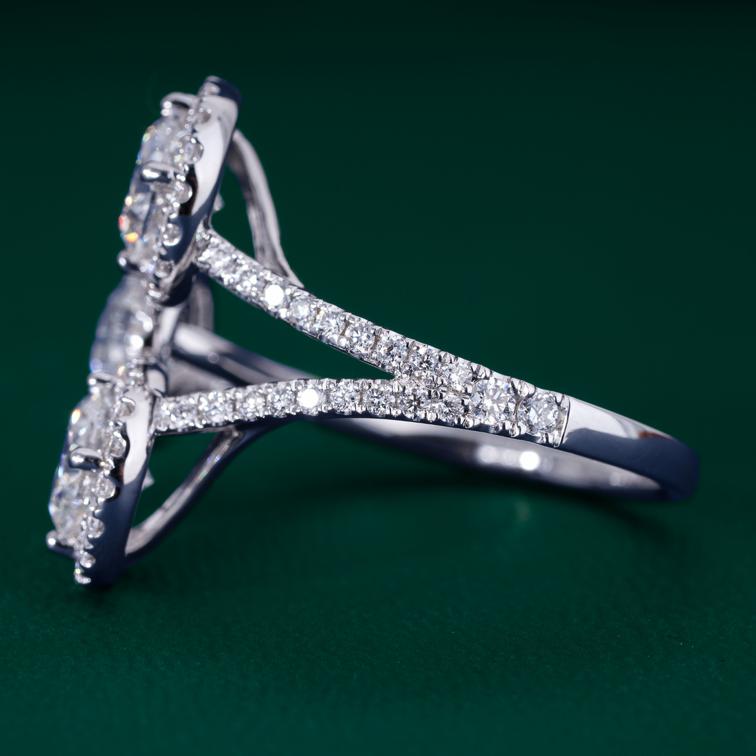 Pear And Round Three Stone Diamond Engagement Ring