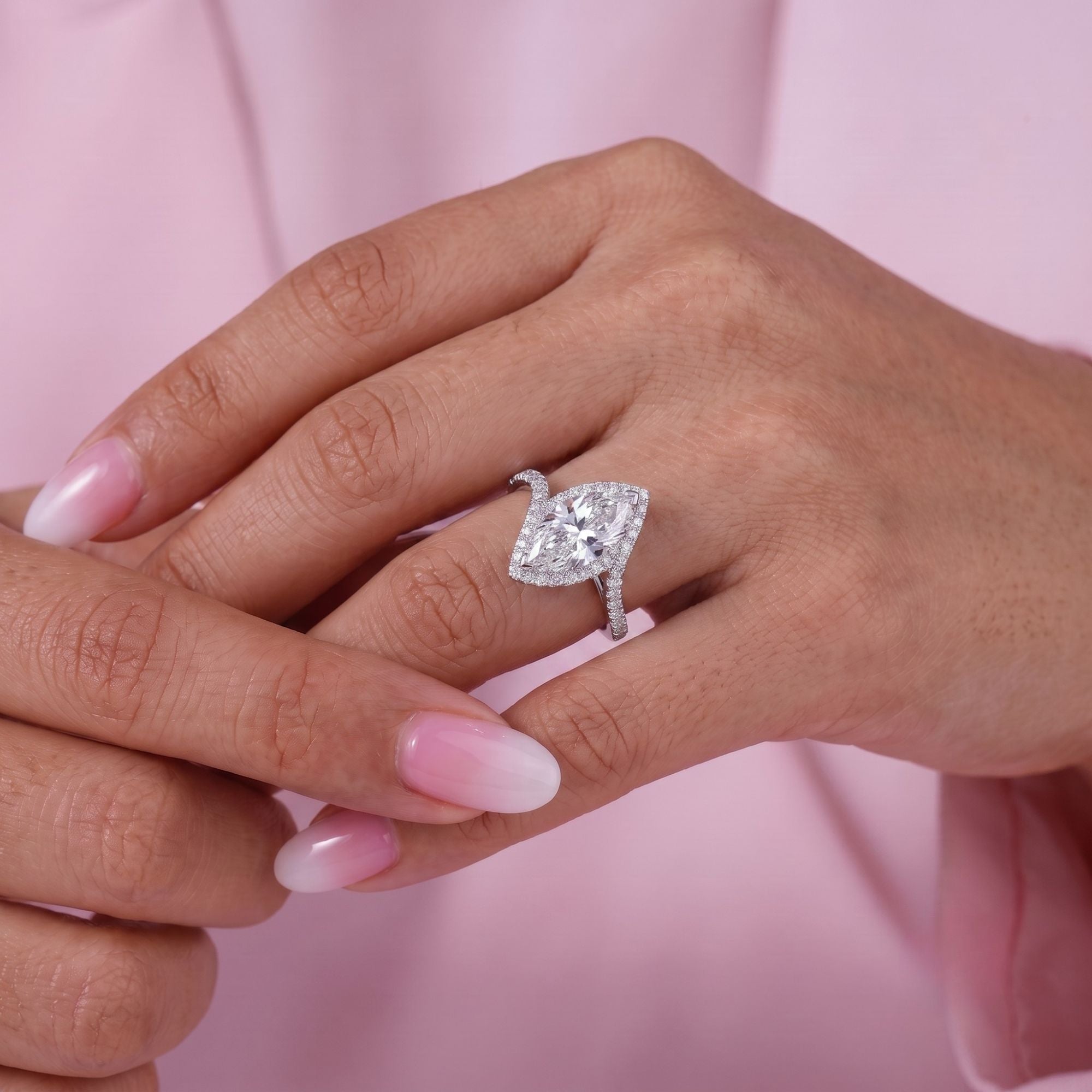 pave engagement ring with pave diamond ring.
