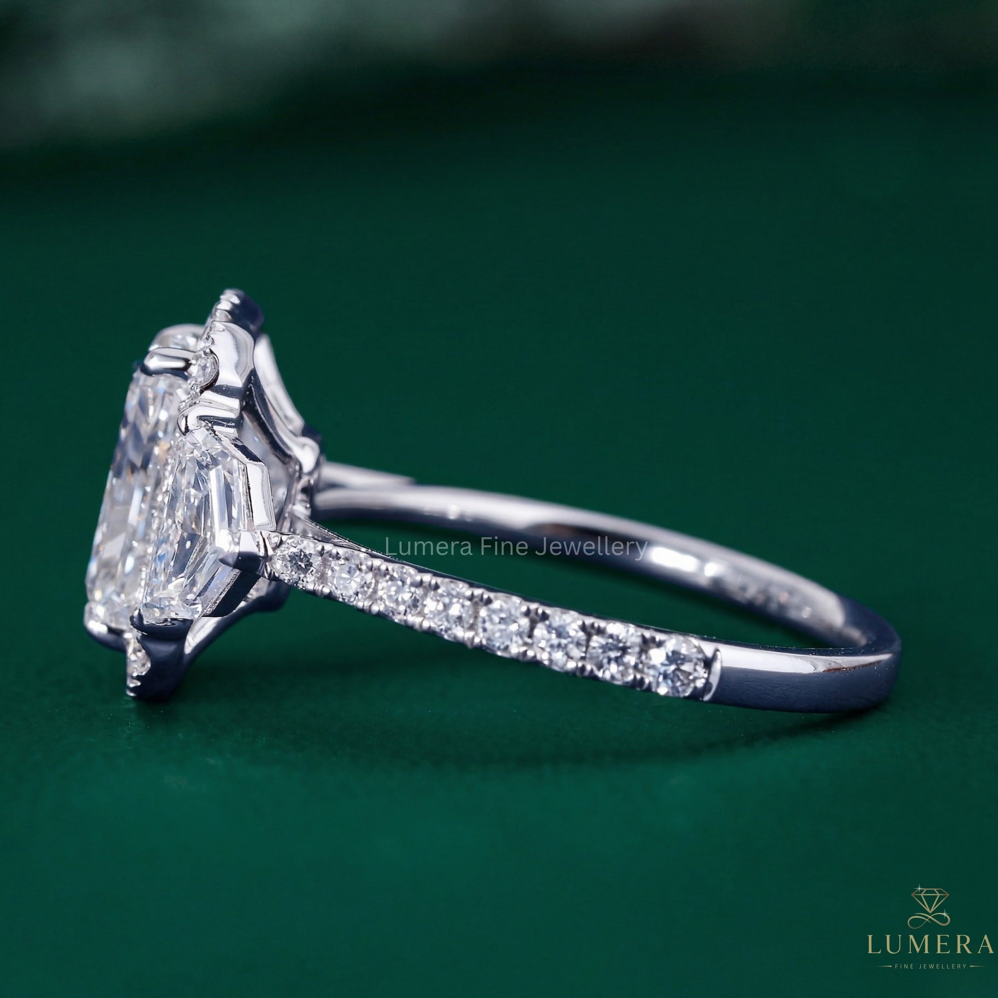 radiant cut engagement ring with halo engagement ring.