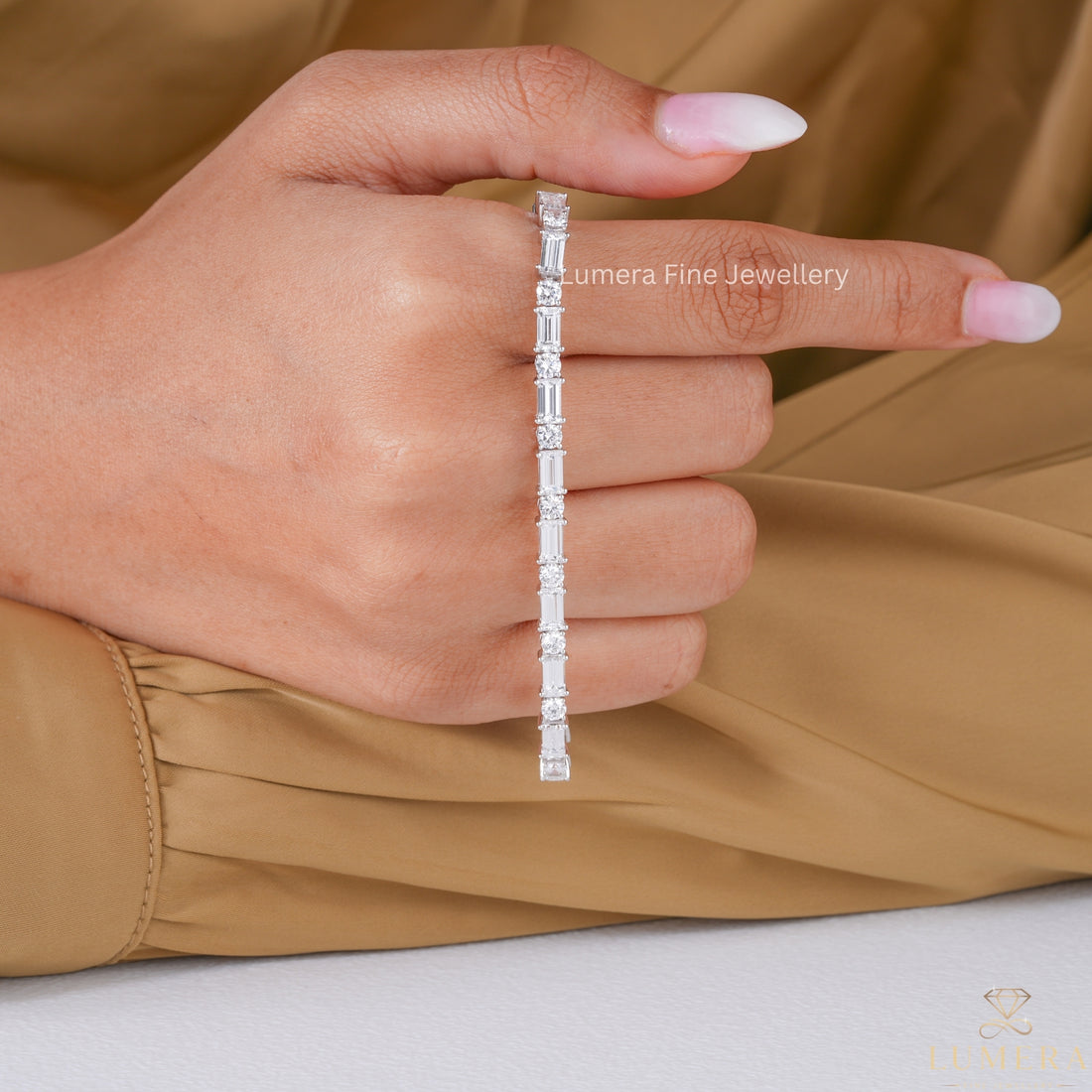 Baguette-Round Lab Grown Diamond Tennis Bracelet