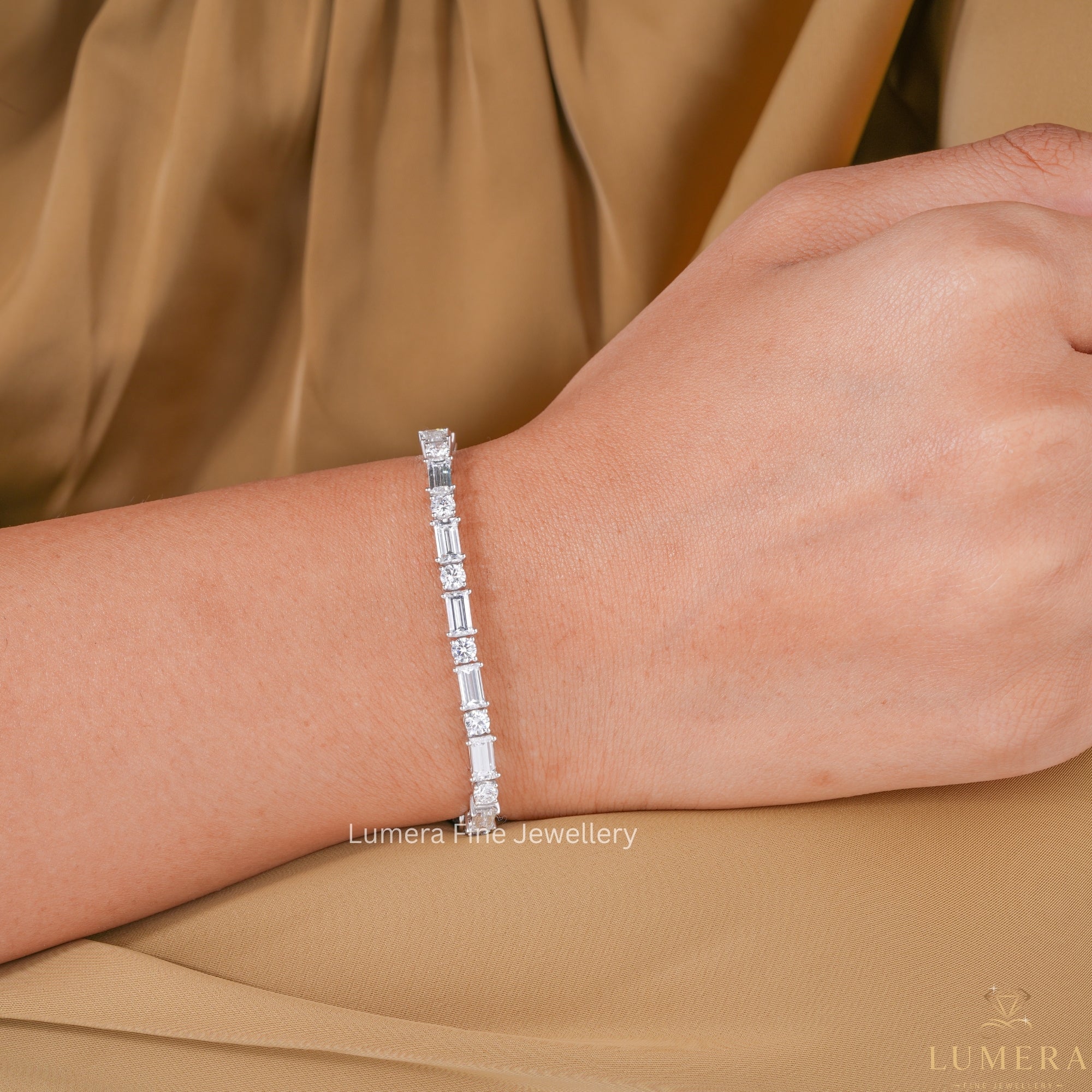 Baguette-Round Lab Grown Diamond Tennis Bracelet