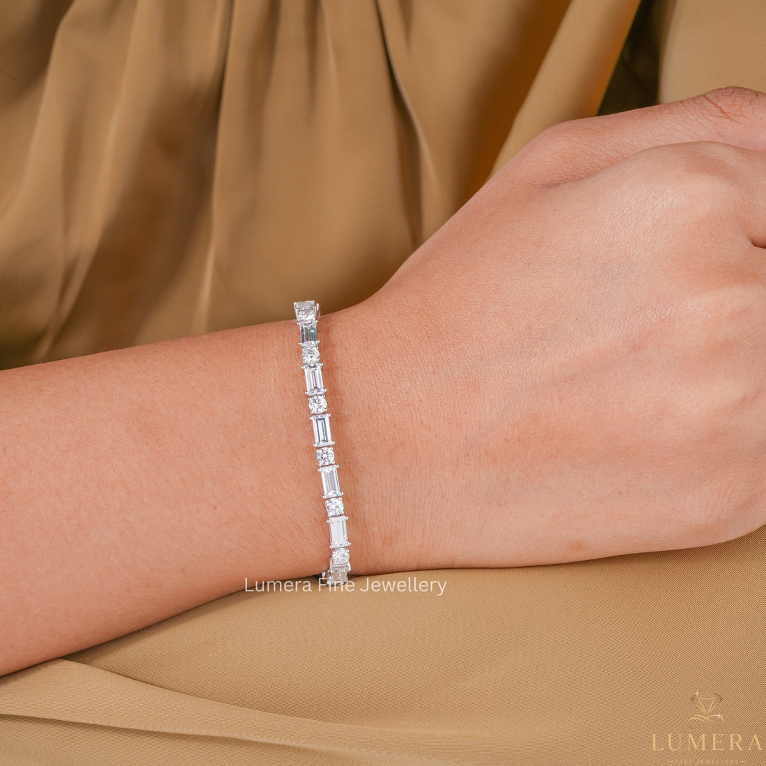 Baguette-Round Lab Grown Diamond Tennis Bracelet