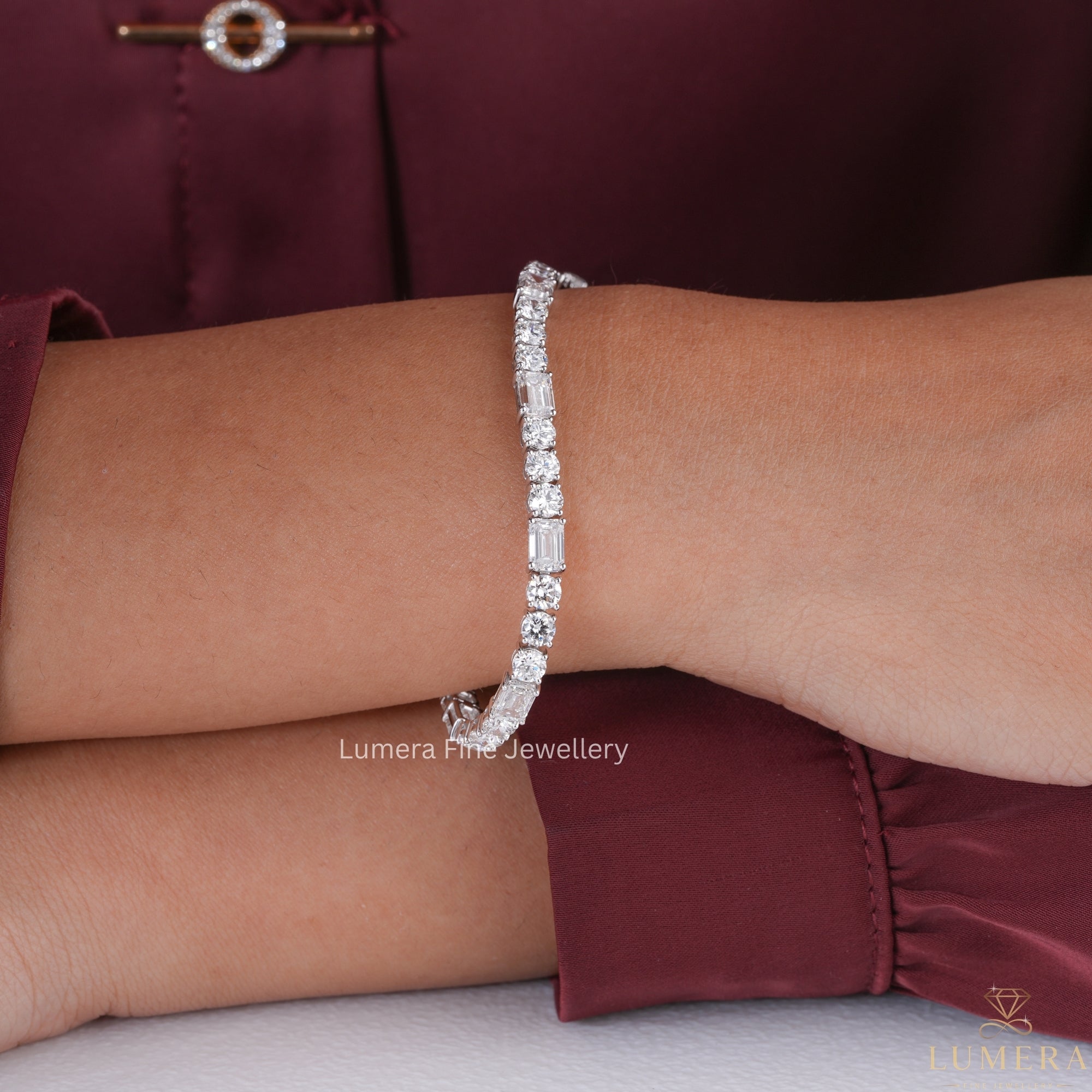 Emerald-Round Lab Grown Diamond Tennis Bracelet