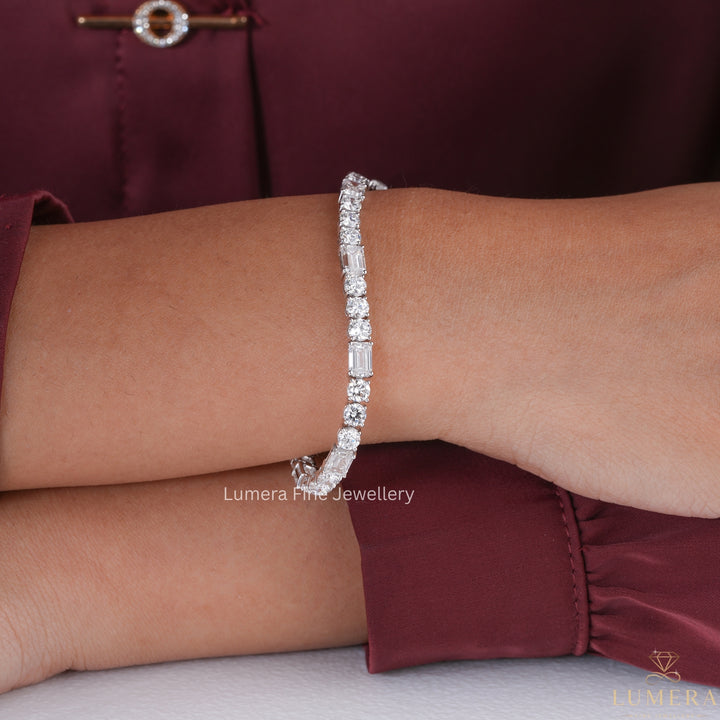 Emerald-Round Lab Grown Diamond Tennis Bracelet