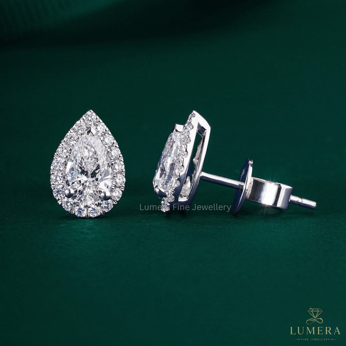 1.80 TCW Pear Cut Lab Grown Diamond Stud Earrings