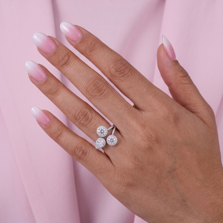 Pear And Round Three Stone Diamond Engagement Ring