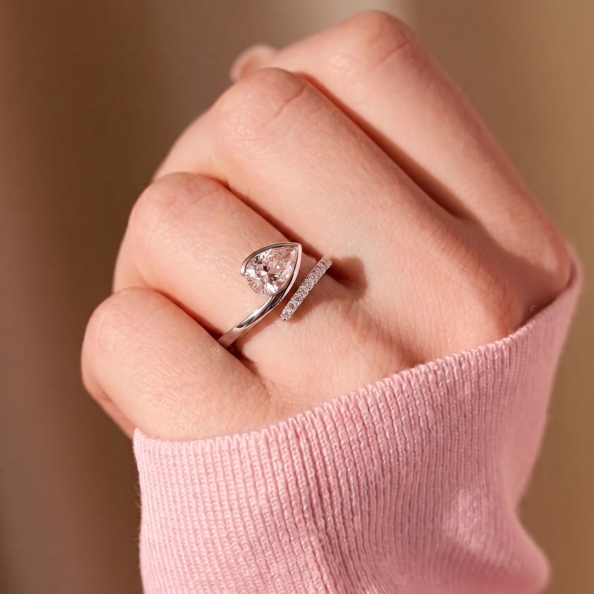IGI Certified with lab grown diamond ring.

