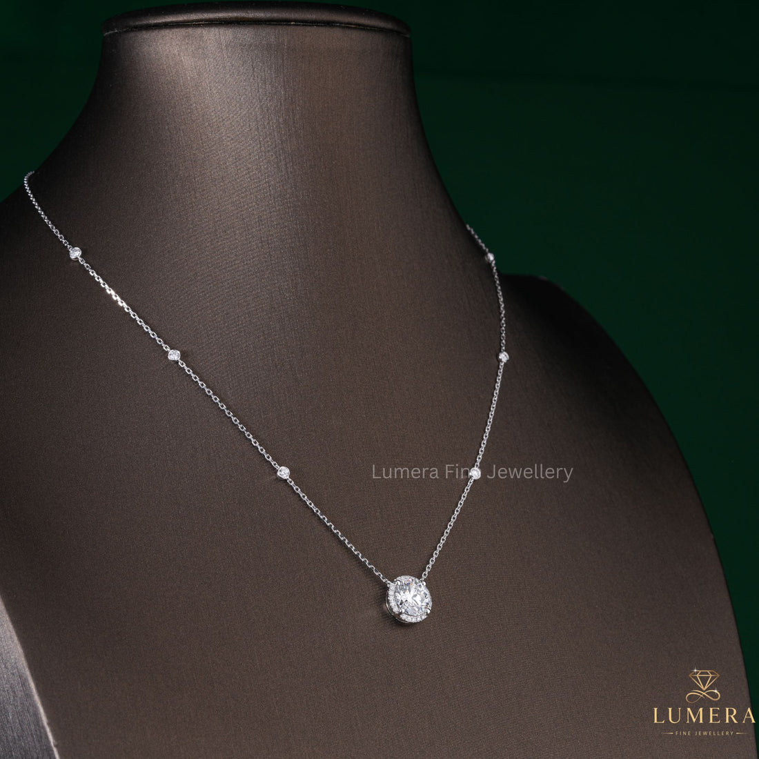 Halo Pendant With Diamond Accent Chain