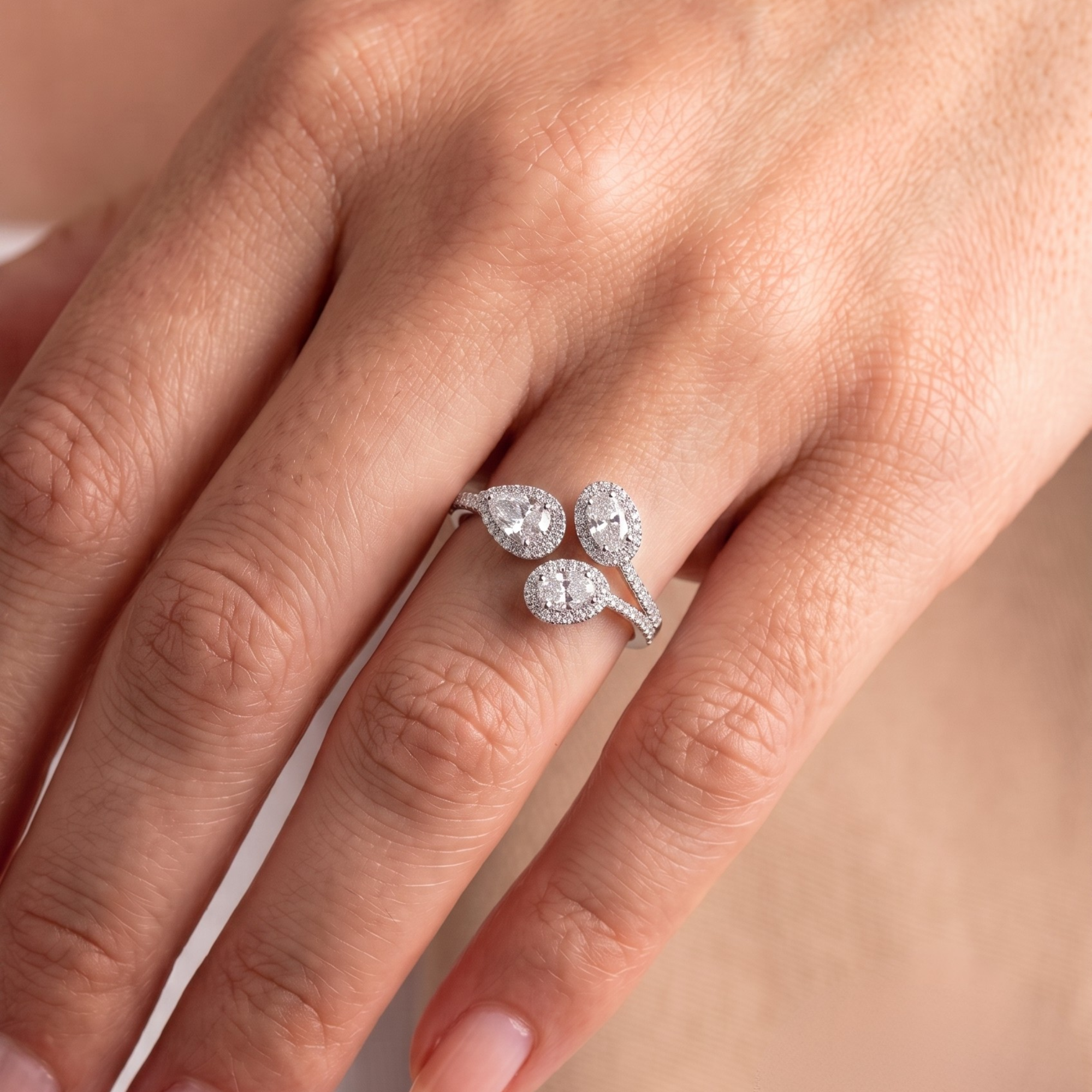 bypass setting ring with 4 prong oval engagement ring.
