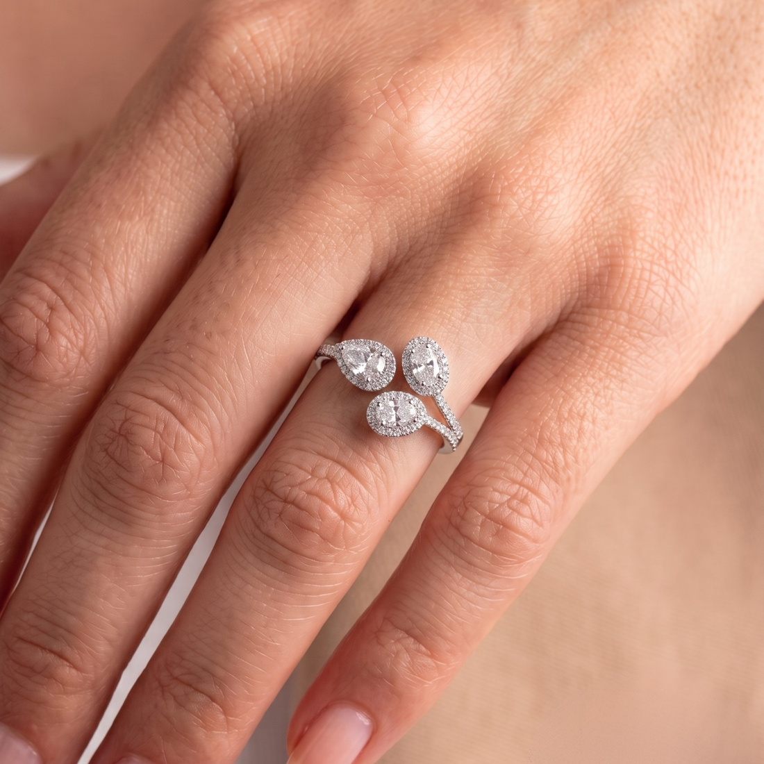 bypass setting ring with 4 prong oval engagement ring.
