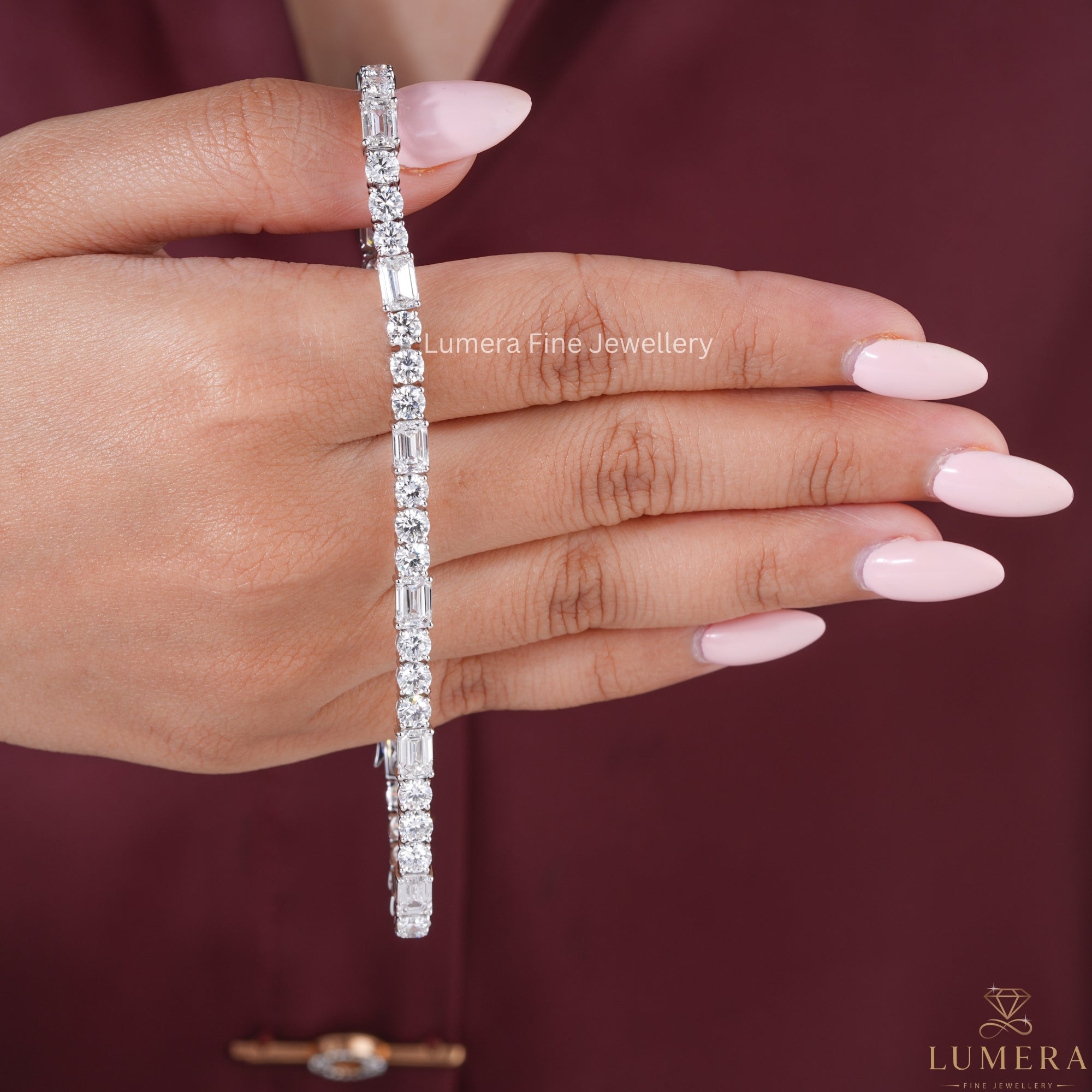 Emerald-Round Lab Grown Diamond Tennis Bracelet