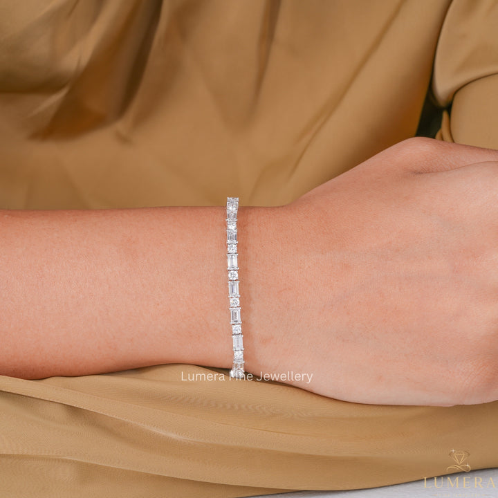 Emerald-Round Lab Grown Diamond Tennis Bracelet