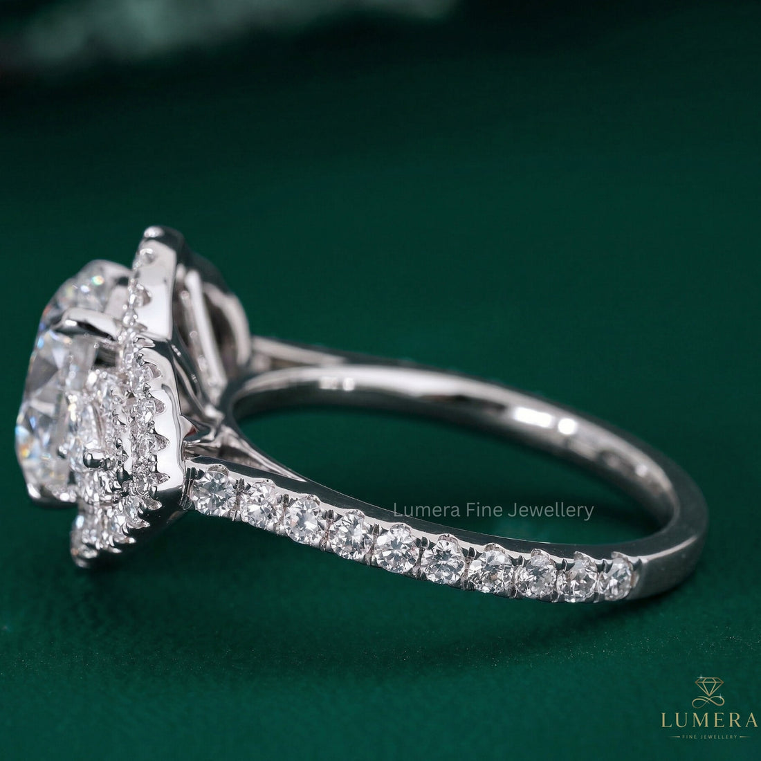 pave diamond ring with pave setting engagement ring.