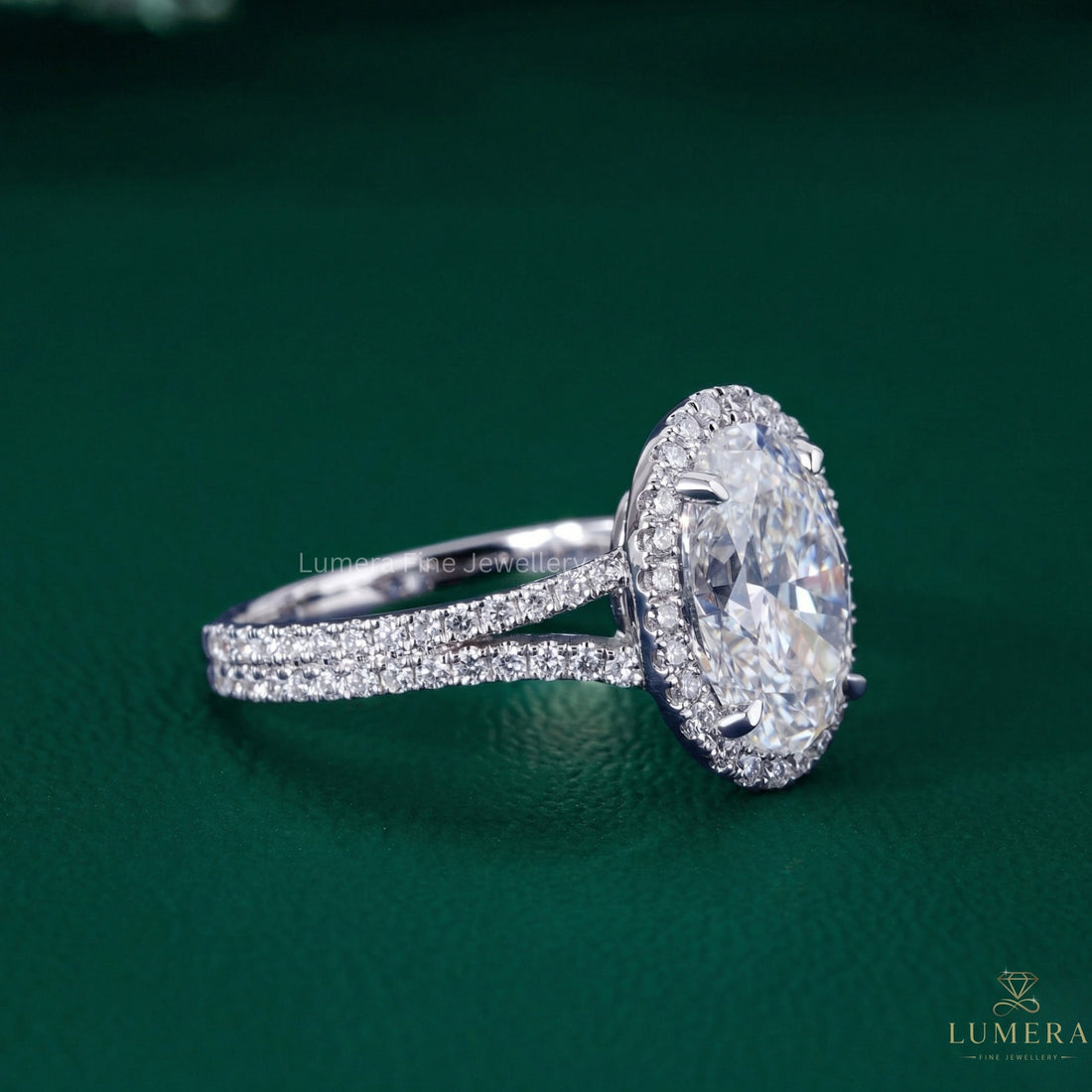 halo engagement ring with split shank engagement ring.