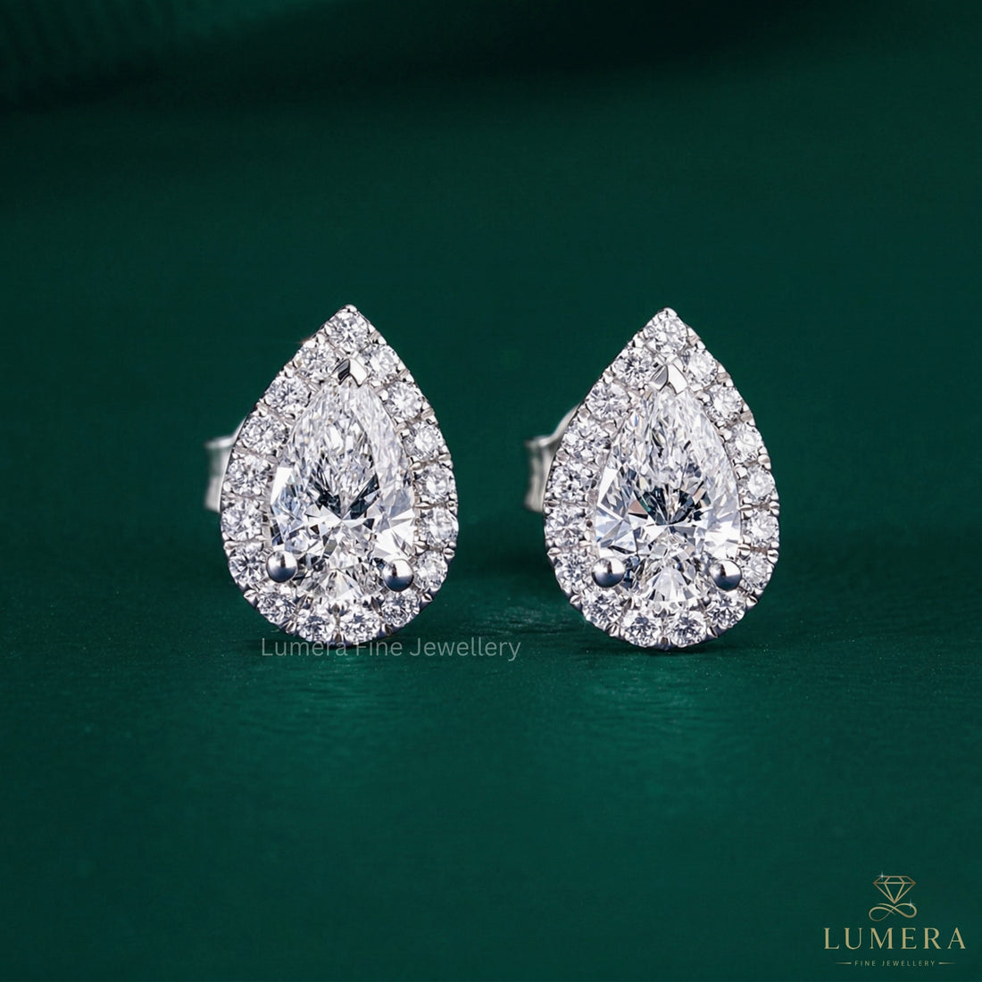 2.40 TCW Pear Cut Lab Grown Diamond Stud Earrings