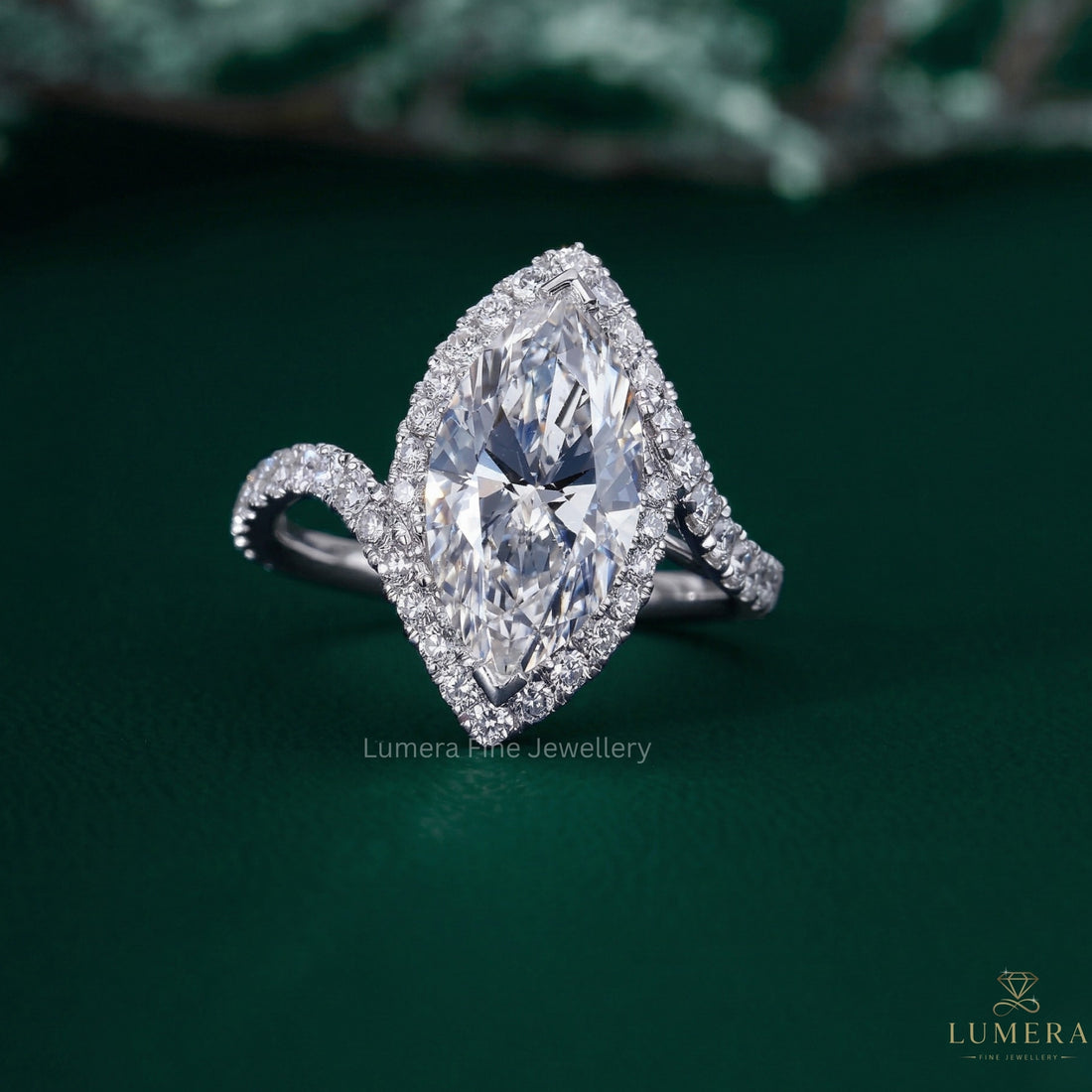 marquise diamond engagement ring with bypass engagement ring.