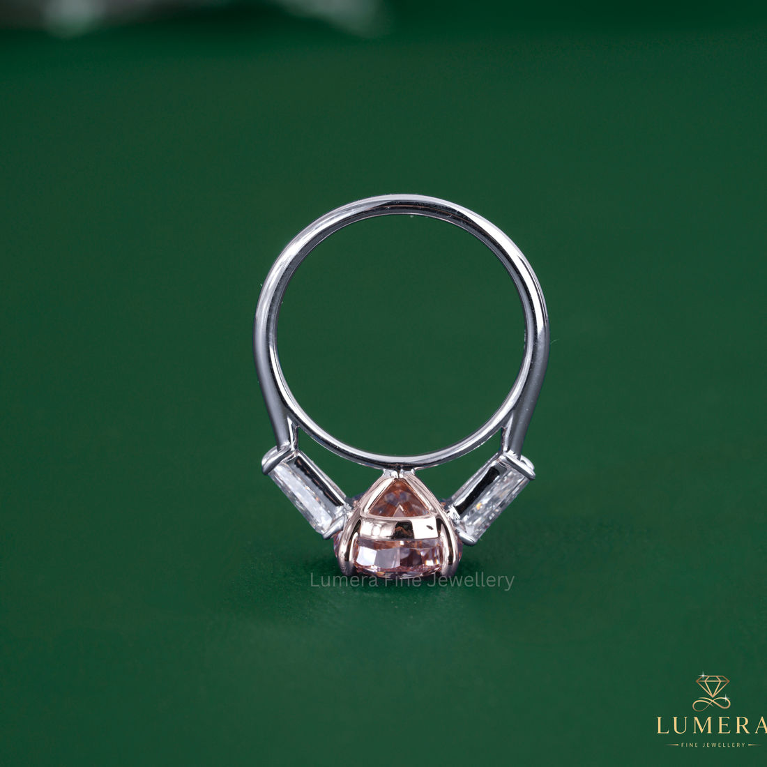 Pink diamond ring paired with a fancy color ring.