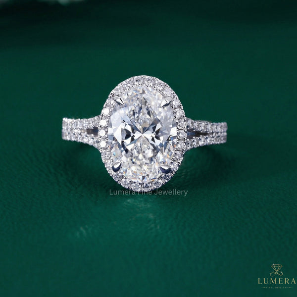 Oval cut engagement ring with oval diamond ring.