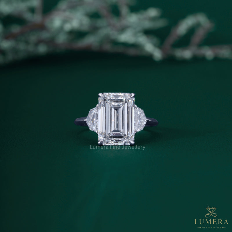 3 Stone Diamond Engagement Ring With Cadillac Side Stone
